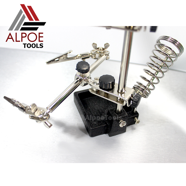 แว่นขยายตั้งโต๊ะ พร้อมตัวจับ และ ที่วางหัวแร้ง งานโลหะ รุ่น JM-508