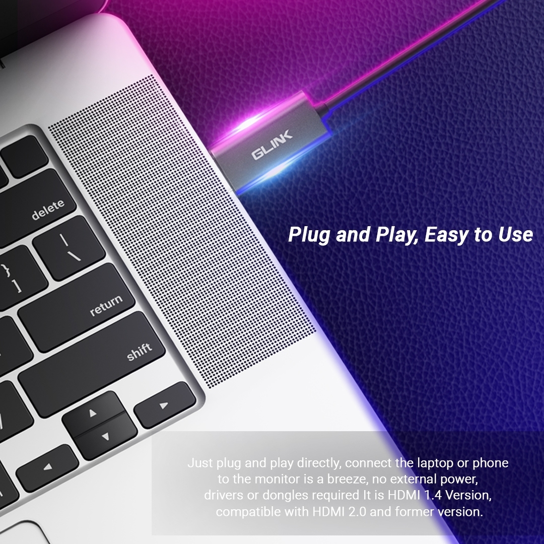 GL-067 GLINK TYPE-C TO HDMI CABLE 2M. CA-HM-TC-GL067