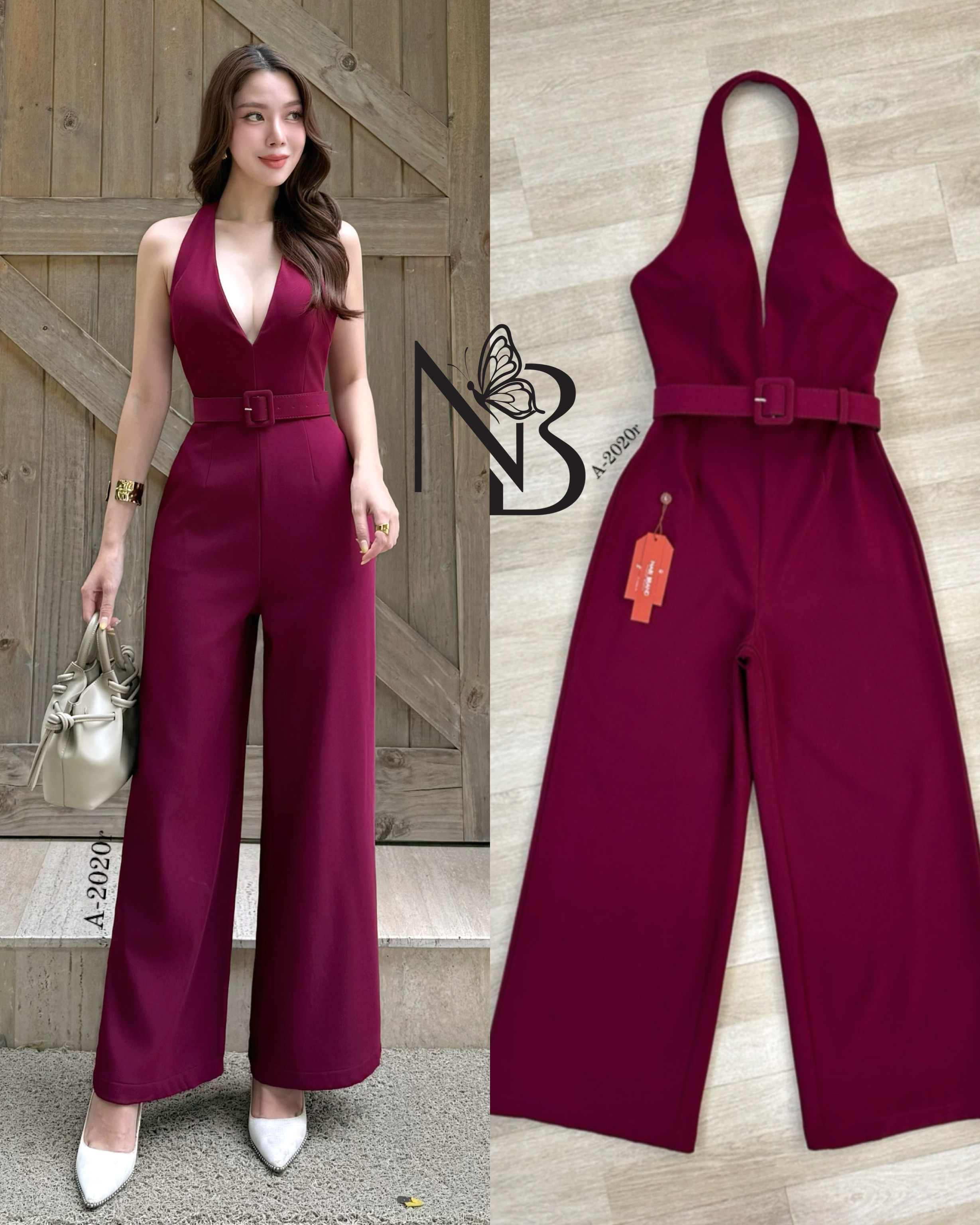 จั้มสูทขายาวทรงขาม้า สีดำทรงคล้องคอ ด้านหน้าเป็นทรงคอวี โชว์หลังแอบsexyหรูไฮมากค่ะ เพิ่มกระเป๋า2ข้าง ใช้งานได้จริง มาพร้อมกับเข็มขัดรัดเอว บอกเลยว่ารุ่นนี้คือ ใส่สวย ดูสูงผอมเพรียว ที่สำคัญเนื้อผ้าดี มีฟองน้ำ มีซับใน 🖤 #นาบีแบรนด์ #nabibrand #blac