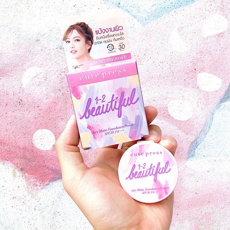 Cute Press 1-2-Beautiful Airy Matte Foundation Powder SPF30 PA+++ 5กรัม แป้งพัฟ คิ้วเพรส