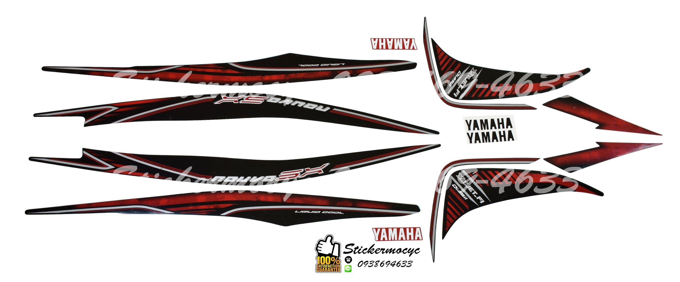 Sticker 3M YAMAHA NOUVO 125 SX ปี 2012 รุ่น 5 ติดรถสี แดง ดำ (เคลือบเงา) สติ๊กเกอร์ 3 M แท้ สติ๊กเกอร์ติดมอไซค์ ยามาฮ่า นูโว