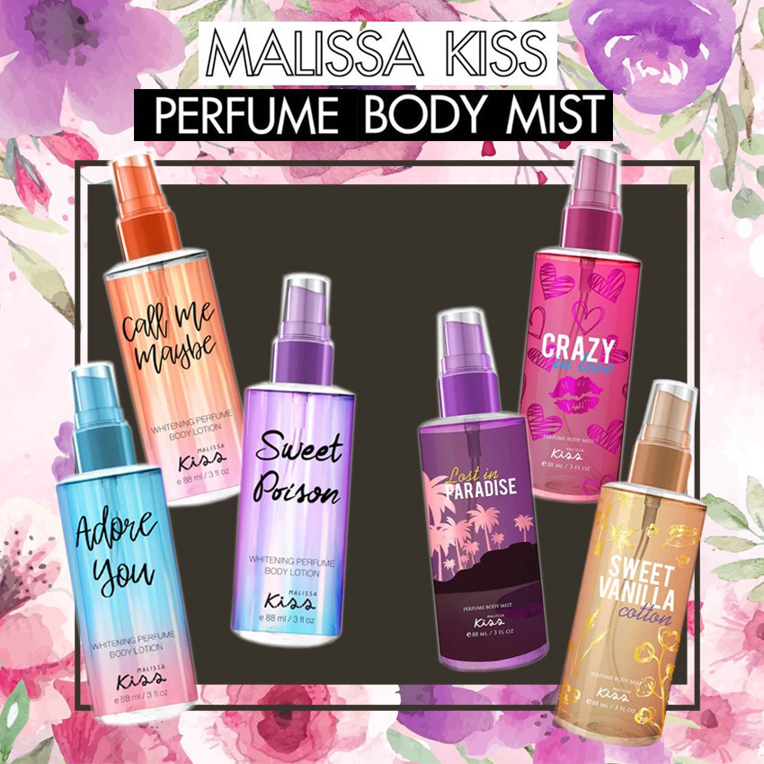 Malissa Kiss Perfume Body Mist 88 ml. มาลิสสา คิส สเปรย์น้ำหอม ครบ 9 กลิ่น