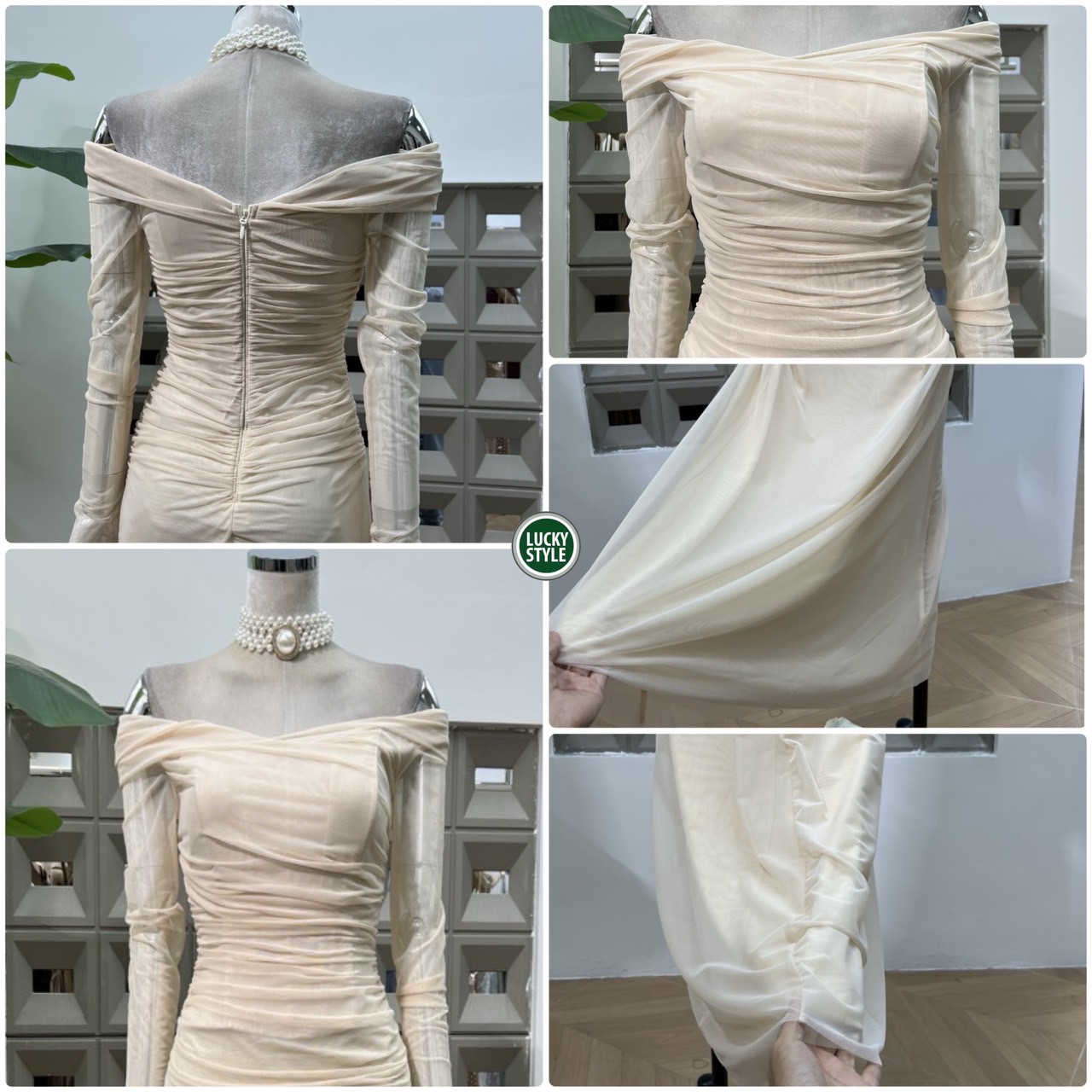 SEXY Dressเดรสเปิดบ่าแขนยาวปลายแขนสอบ งานแบรนด์ต่างประเทศสุดหรู Hi End ดีเทลเนื้อผ้ามีน้ำหนักสวยใส่กระชับเก็บทรงใช้การตัดเย็บพิเศษอย่างดี เนื้อผ้าสวยมากคะ ดีไซด์ของเดรสเป็นเปิดบ่าย่นอกซ้อนแต่งช่วงเอวซี่ดามเหล็กด้านในอก