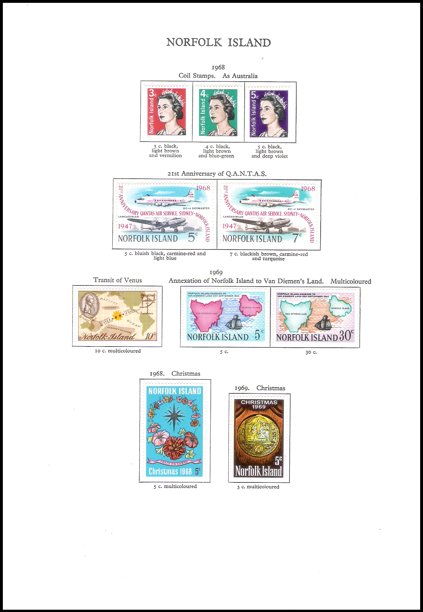 (4 SHEETS) 1961-1969 Norfolk Island