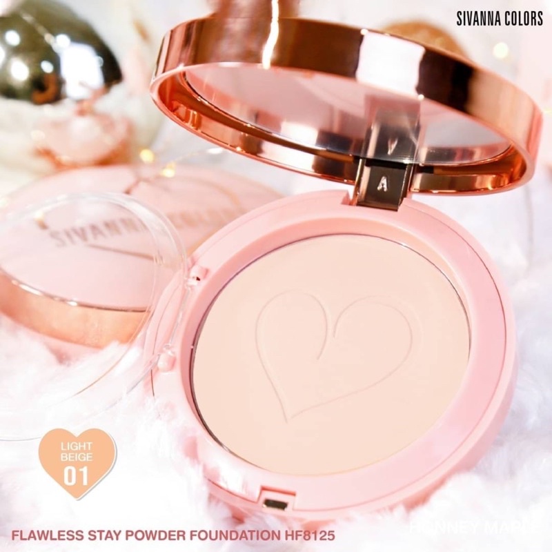 Sivanna Flawless Stay Powder Foundation : HF8125 แป้งพัฟหัวใจ ผสมรองพื้น แป้งพัฟ