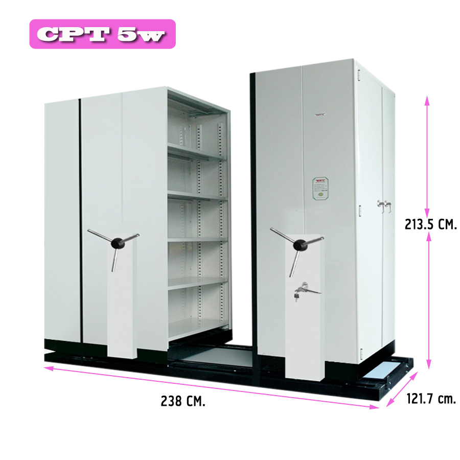 ตู้รางเลื่อน CPT 5W แบบพวงมาลัย 5 ตู้