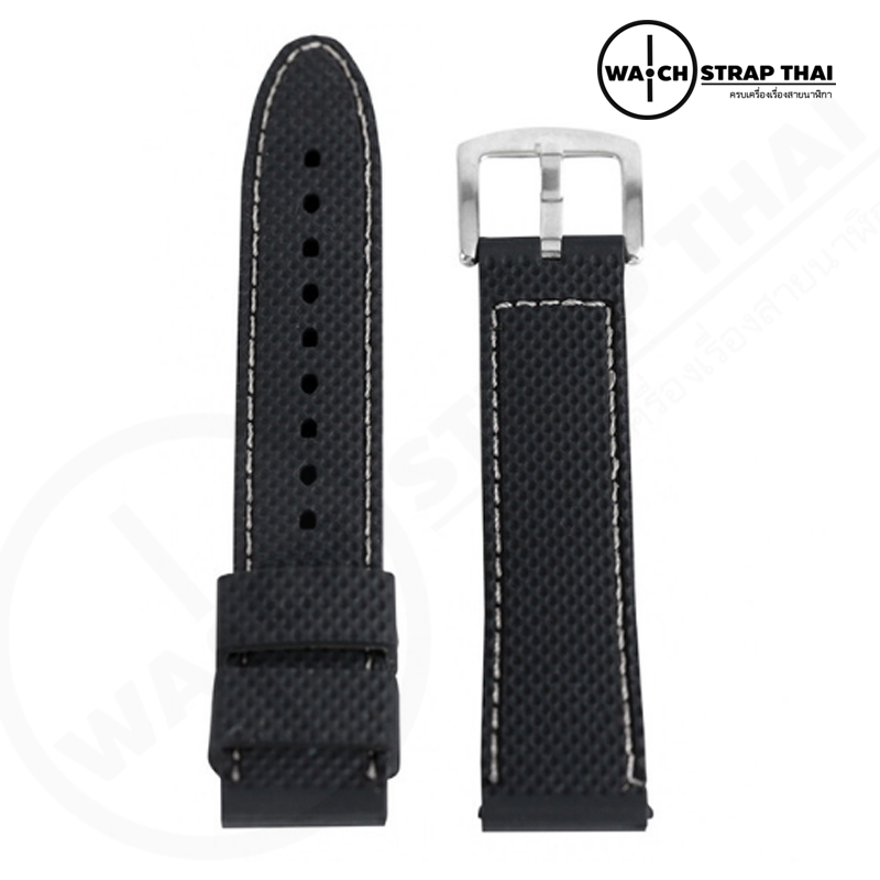 สายนาฬิกายาง SET03 เดินด้ายขาว Rubber Watch Strap White มีขนาด 20,22 mm