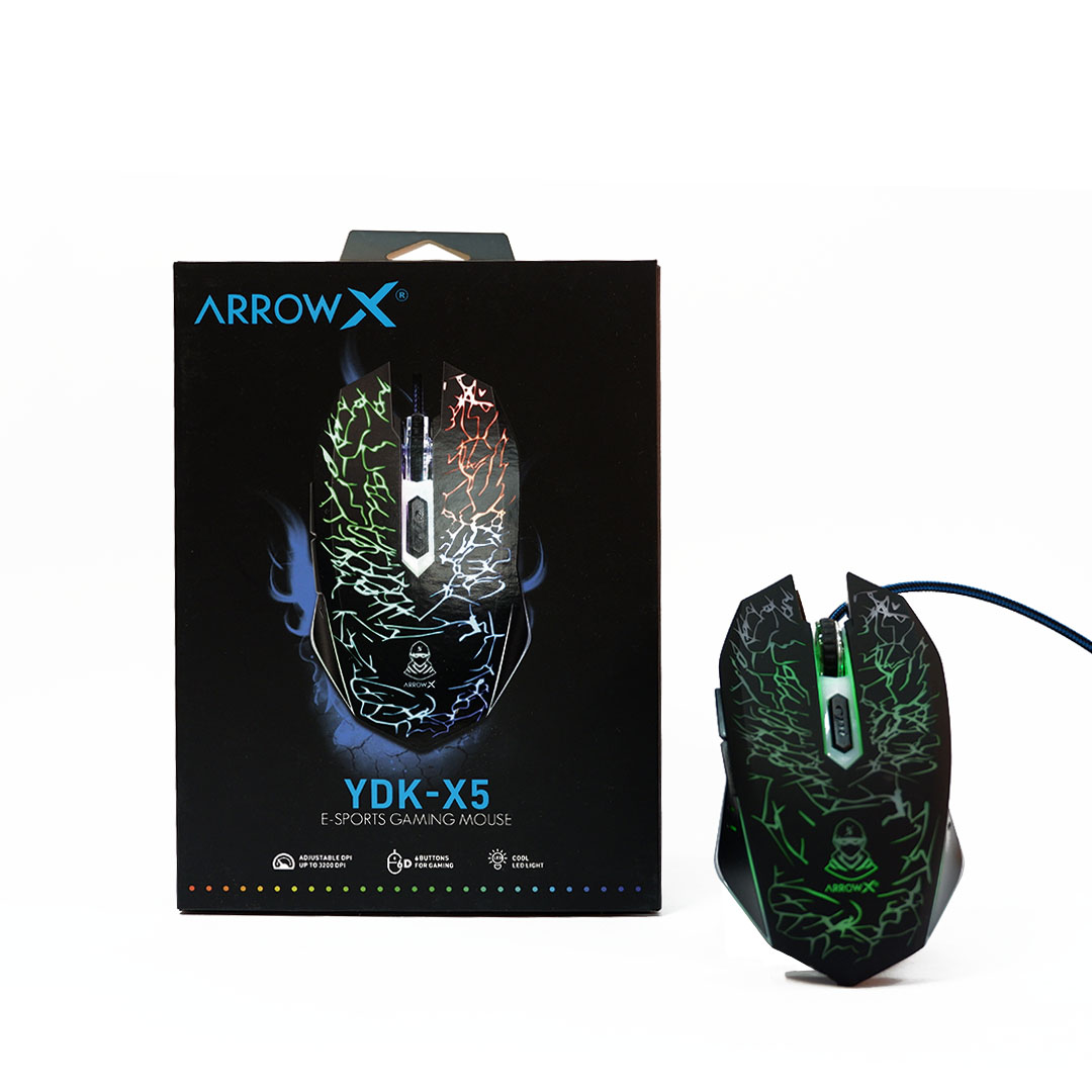 YDK-X5 ARROW X Mouse USB 6KEY 3200DPI COLORFUL LIGHTS SKU-02296