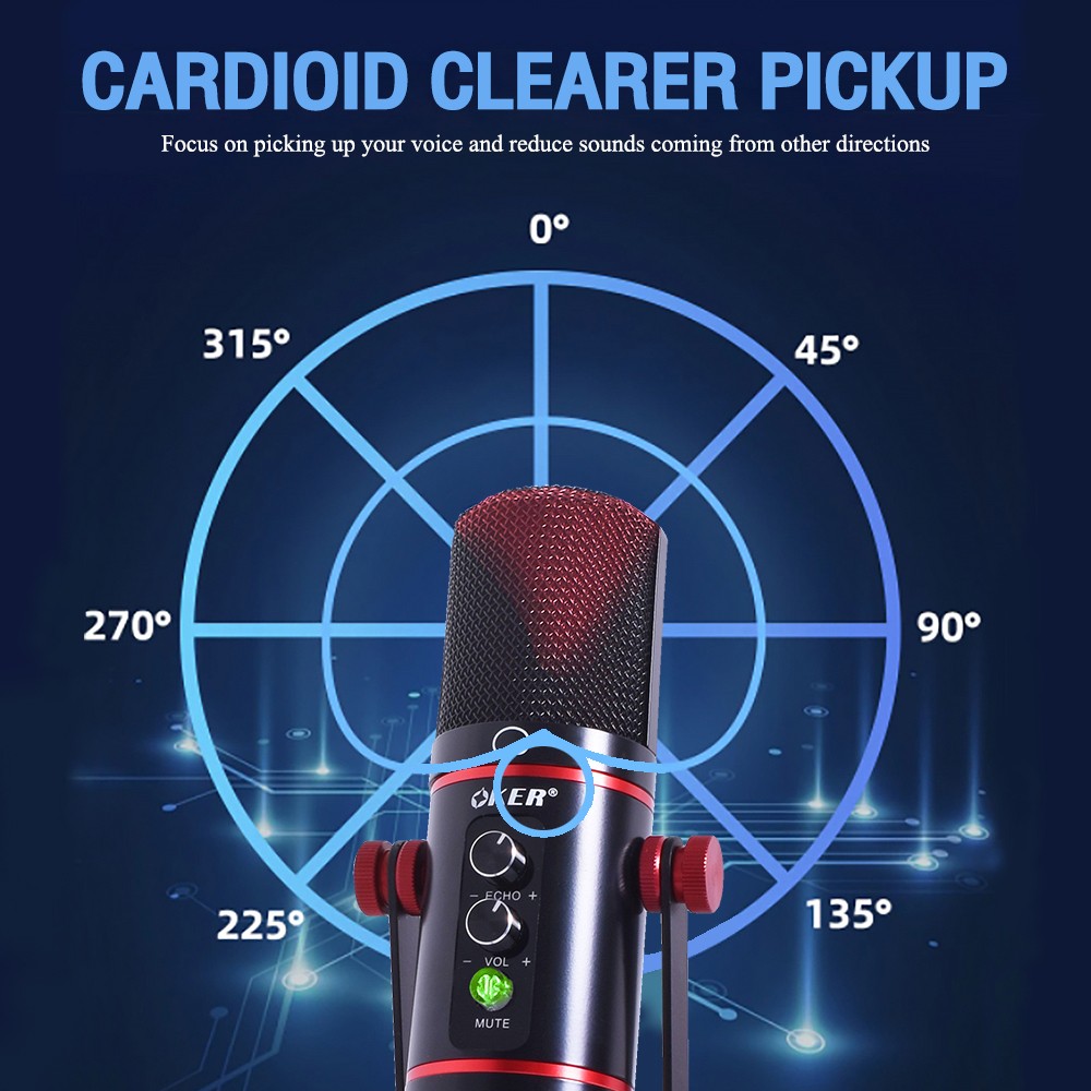 MIC-2022 OKER USB CONDENSER MICROPHONE BLUETOOTH RGB Lighing ลดสัญญาณรบกวน MI-OK-XX-2022B