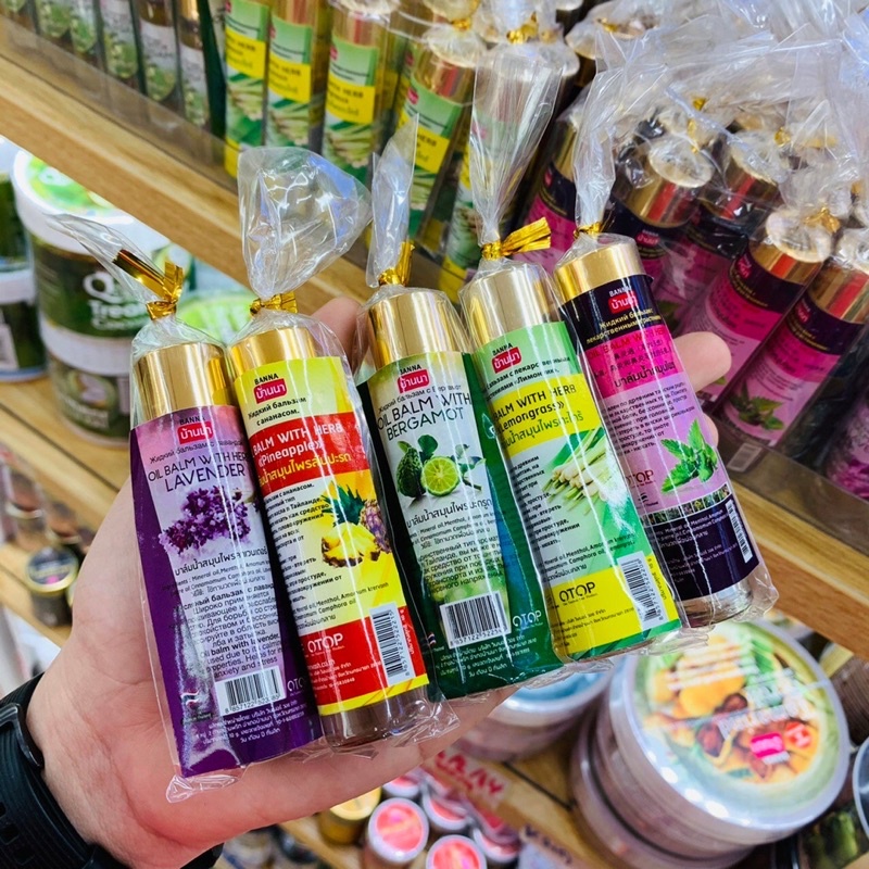 Banna oil balm with herb 10g 1 ขวด บ้านนา บาล์มน้ำสมุนไพร พินเสนน้ำ ลูกกลิ้งสมุนไพร