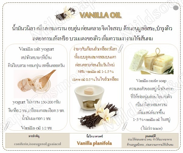 Vanilla : Tahiti pure Vanilla น้ำมันหอมระเหยผสม วนิลาตาฮิติ Floral Amber กลิ่นหอมสดชื่น นุ่มนวล ละลายในน้ำมัน และ แอกอฮอล์