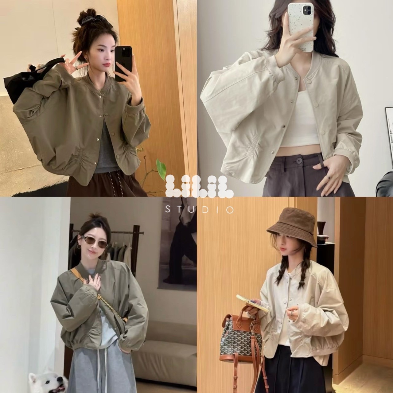 แจ็คเก็ตครอปทรงบอมเบอร์ ดีไซน์มินิมอล เนื้อผ้าพรีเมียมนุ่มเบา จะเท่ก็ได้ หวานก็ดีค่ะ