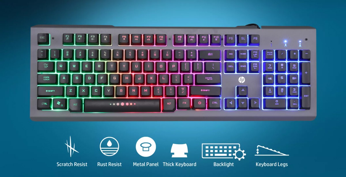 K-100 HP Gaming Keyboard USB มีไฟ KB-UB-HP-K100B