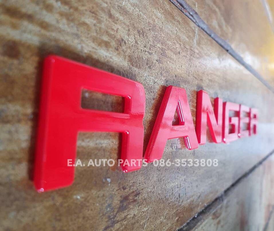 โลโก้ RANGER ตัวนูน 3D. สีแดง รถเรนเจอร์ WILDTRAK 2018-2019