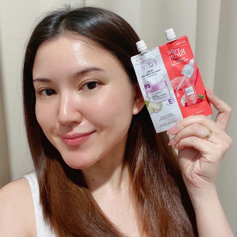 Baby Bright 𝗗𝗮𝘆 & 𝗡𝗶𝗴𝗵𝘁 𝗠𝗲𝗹𝗮 𝗕𝗿𝗶𝗴𝗵𝘁 𝗦𝗲𝘁 6g+6g 6ซอง/กล่อง เบบี้ไบร์ท ชุดหน้าใส2in1 อัพผิ