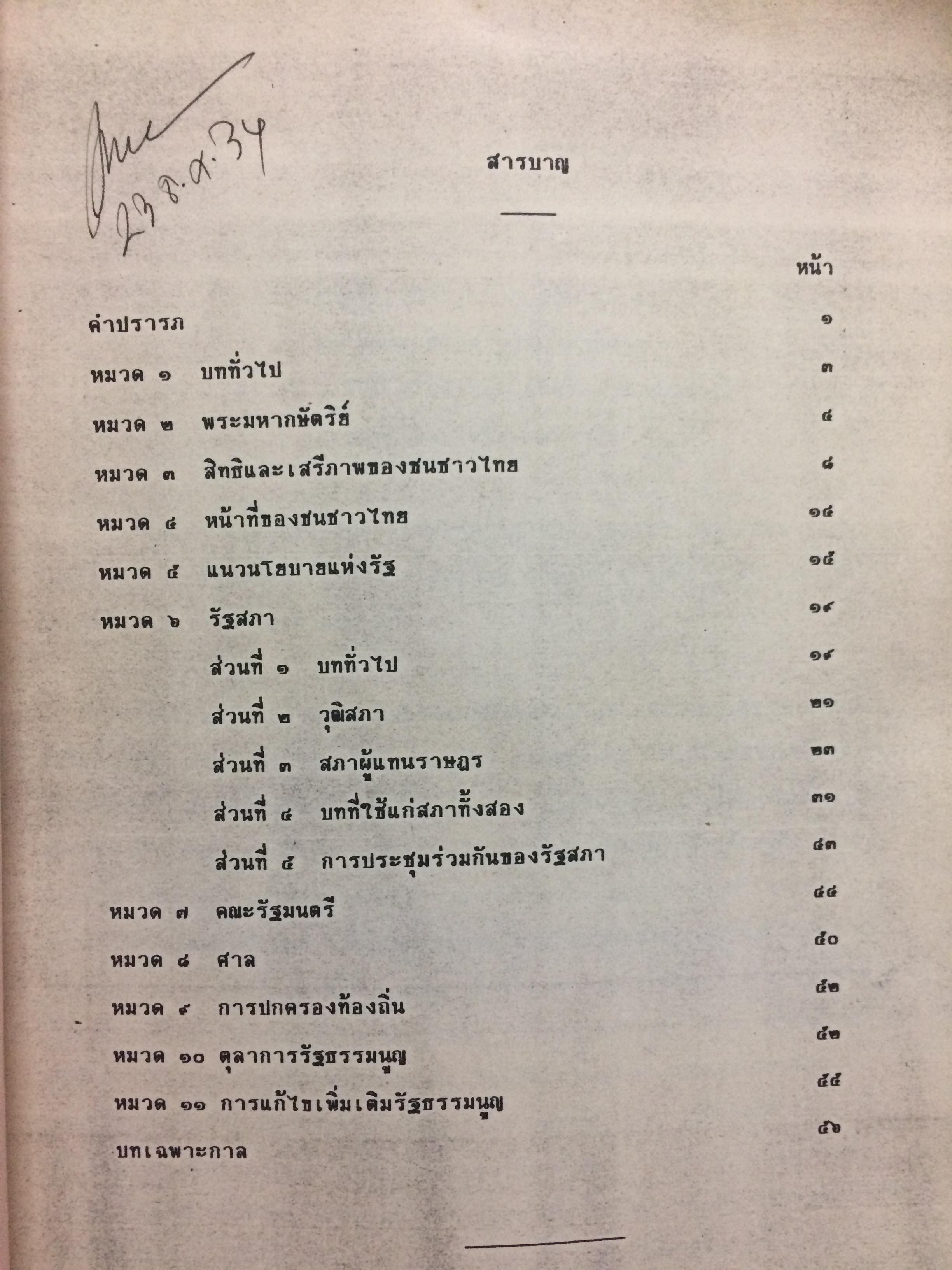 รัฐธรรมนูญแห่งราชอาณาจักรไทย พุทธศักราช 2534 (ฉบับถ่ายเอกสาร)