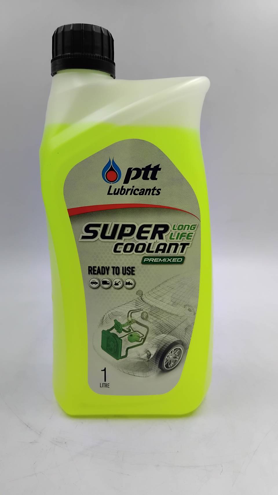 PTT น้ำยารักษาหม้อน้ำ ปตท Super Coolant สีเขียว สูตรผสมเสร็จ ( ไม่ต้องผสมน้ำเพิ่มแล้ว ) ขนาด 1 ลิตร ราคา ขวดละ