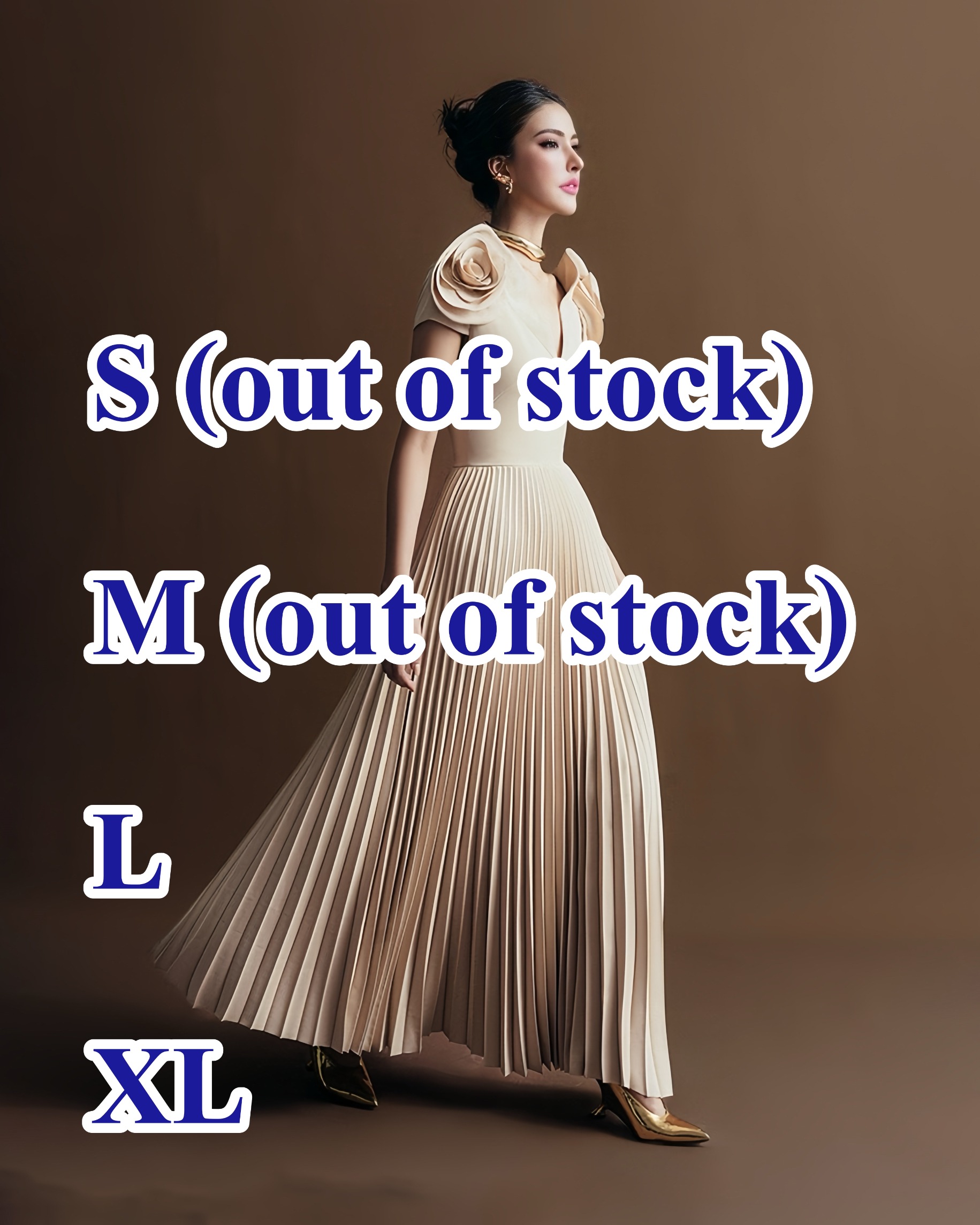 Label : LUXE ☑️เดรสเสื้อคอวีแขนกุด กระโปรงพลีทรอบตัว