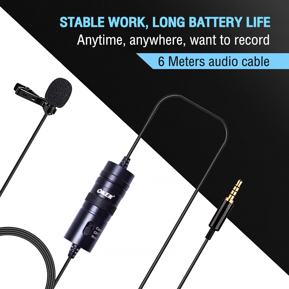 OE-VM10 OKER Clip On Microphone 3.5mm ไลฟ์สด คาราโอเกะ วีดีโอคอนเฟอร์เร้นซ์ YC-VM10 MI-OK-XX-OEM10