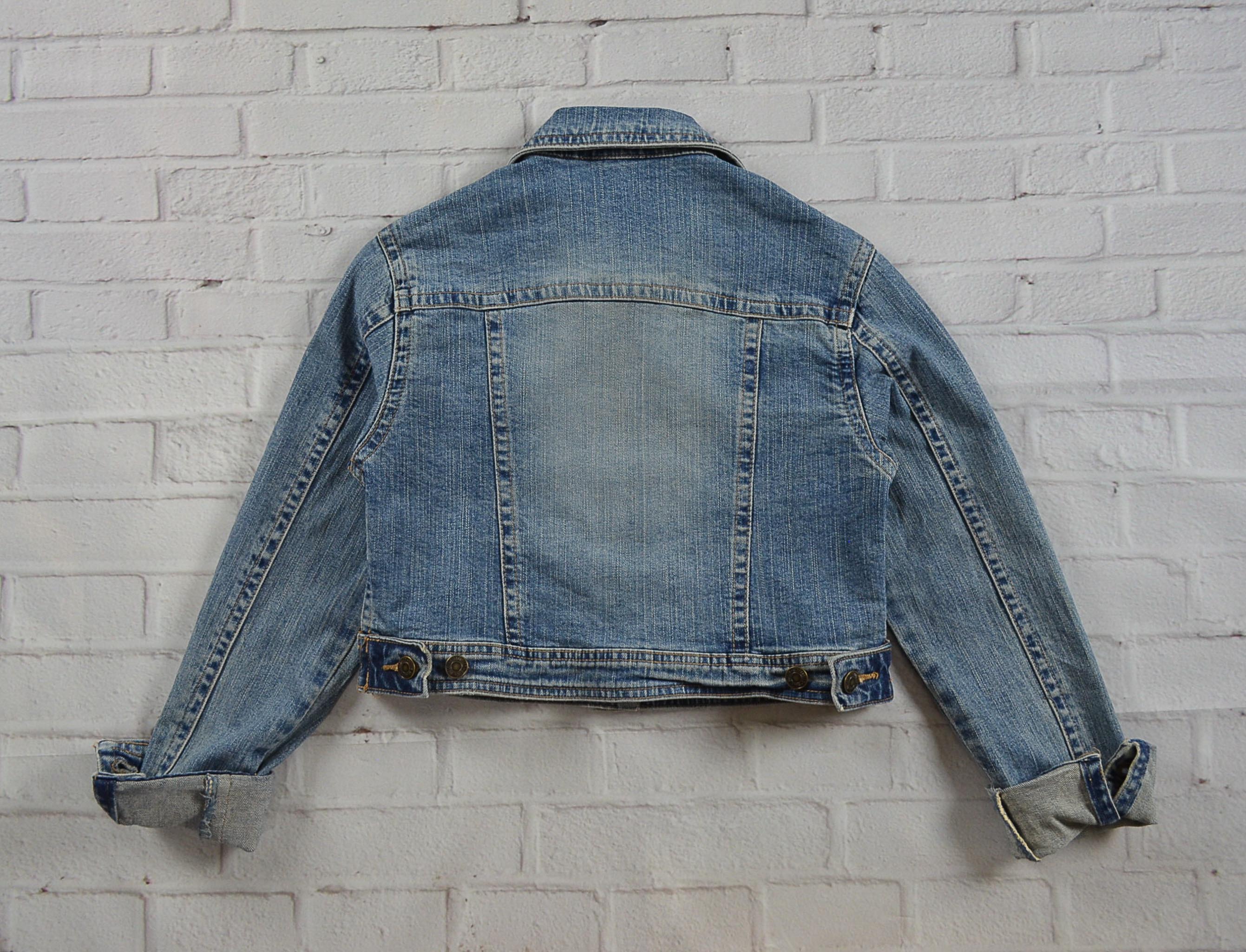 Mouth Valle อกจริง32' (XS) เสื้อแจ็คเก็ตยีนส์ เสื้อยีนส์แขนยาวหญิงชาย สียีนส์ฟอกซีด ผ้านุ่มใส่สบาย