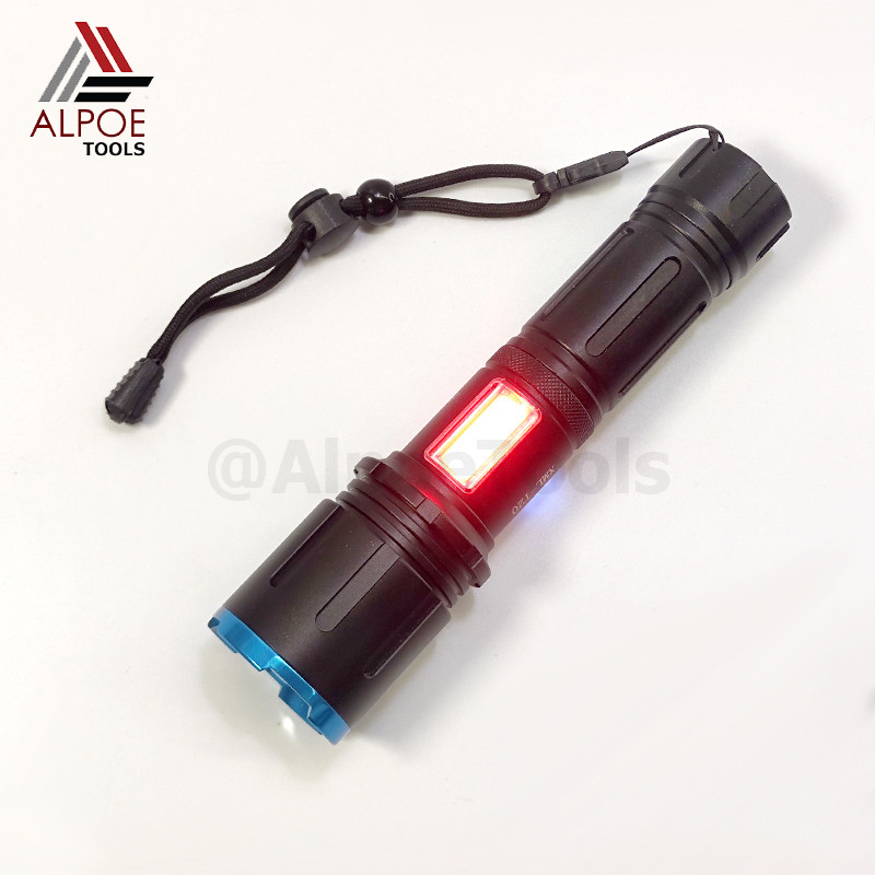 ไฟฉายแรงสูง พร้อมอุปรกรณ์ชาร์จ หลอด T20 มีไฟข้าง ถ่าน 26650 รุ่น JX-2022