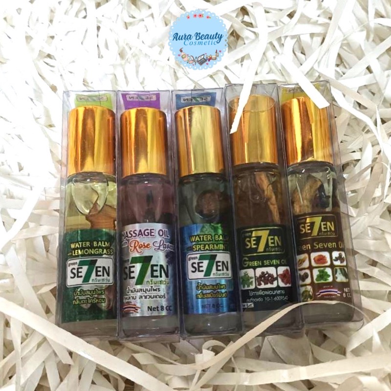 Green Seven Water Balm 8ml ลูกกลิ้ง น้ำมันสมุนไพร ยาหม่องน้ำ กรีน เซเว่น 8 มล.