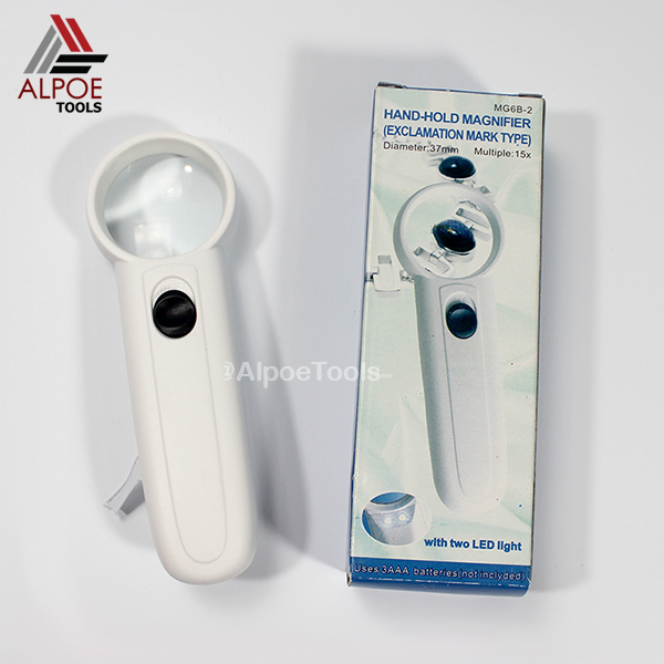 แว่นขยาย แบบด้ามจับ มีไฟ LED ใส่ถ่าน กำลังขยายเยอะ รุ่น MG6B