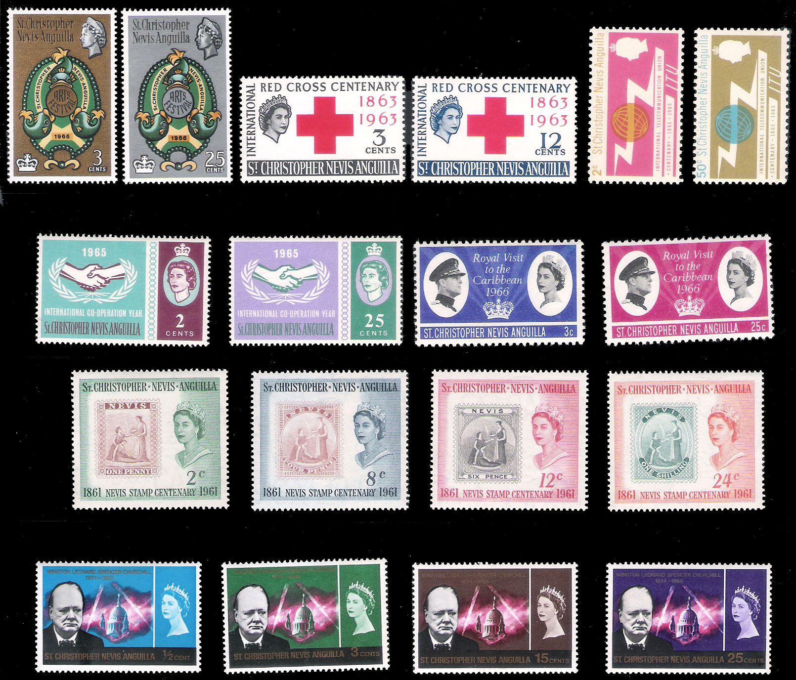 1960s St Kitts & Nevis Set of QEII