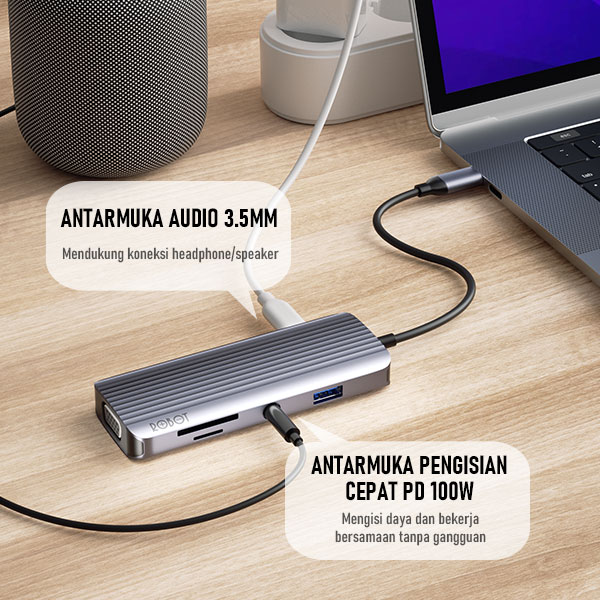 ROBOT HT590 INTERFACE USB-CHUB 6 IN1 (รองรับการชาร์ทเร็ว) SKU-02865