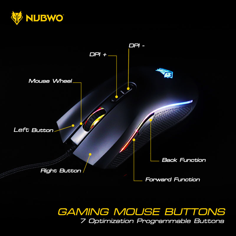 NM-89M BLACK NUBWO PLESIOS GAMING MOUSE MACRO SKU-02536