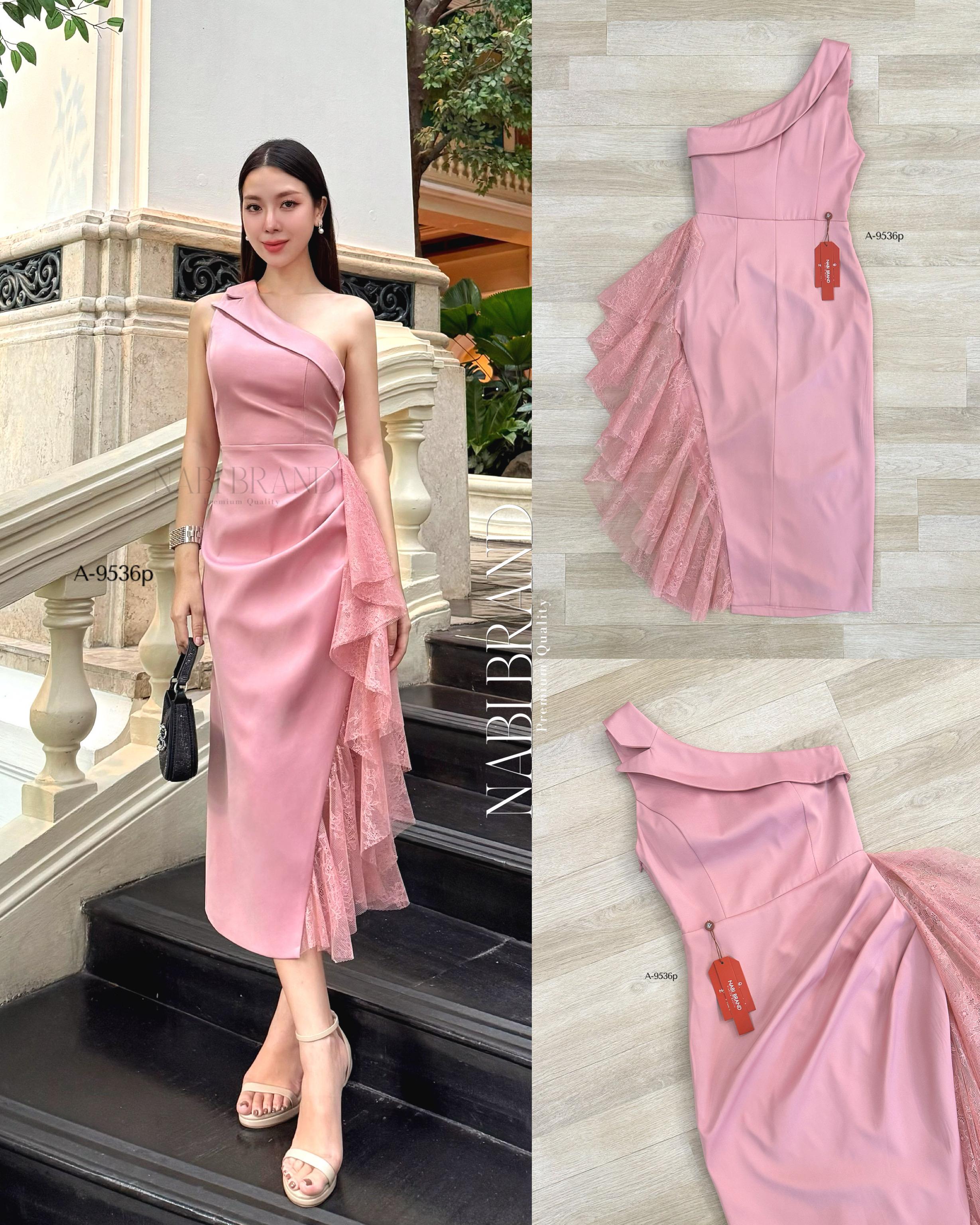 เดรสเข้ารูปทรงเปิดไหล่ สีชมพูนู้ด แต่งทรงปกคอพาดด้านบน เดรสทรงผ่าข้าง พับจีบด้านข้าง และแต่งเพิ่มด้วยผ้าลูกไม้ ชุดมีฟองน้ำและซับใน งานซิบ ใส่แล้วเลิศ ไม่บ้ง แน่นอนค่ะ 🩷 #เสื้อผ้างานป้าย #NABIBRAND #นาบีแบรนด์ #งานป้ายนาบี #เดรสยาว #เดรสเปิดไหล่ #ช