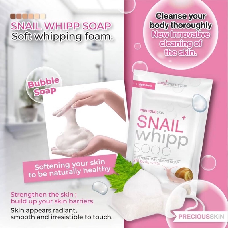 Snail whipp soap 120g พร้อมตาข่ายตีฟอง สบู่สเนล