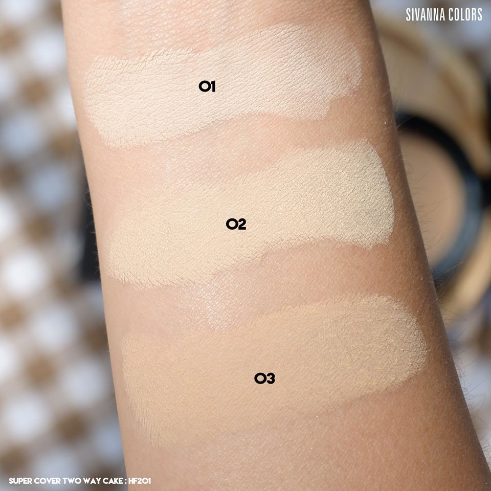 Sivanna Colors Super Cover Two Way Cake Powder HF201 ซิเวียน่า แป้งผสมรองพื้น ตลับดำ