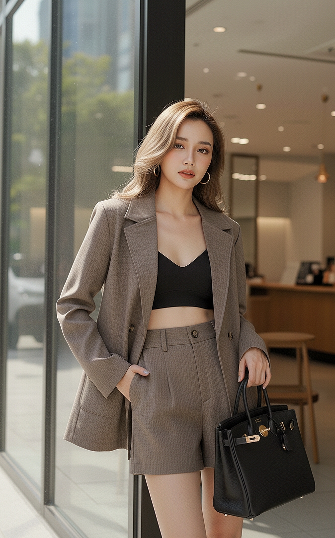 Tag#cottoncandy เซท สไตล์เบลเซอร์ ที่ชิลๆ ผ้าเนื้ดี โทนสีดสวย คุ้มมากๆ มา2ชิ้น พร้อมโบว์ผูกเอว ใส่เป็นเซทหรือจะแยกชิ้นก็ไ