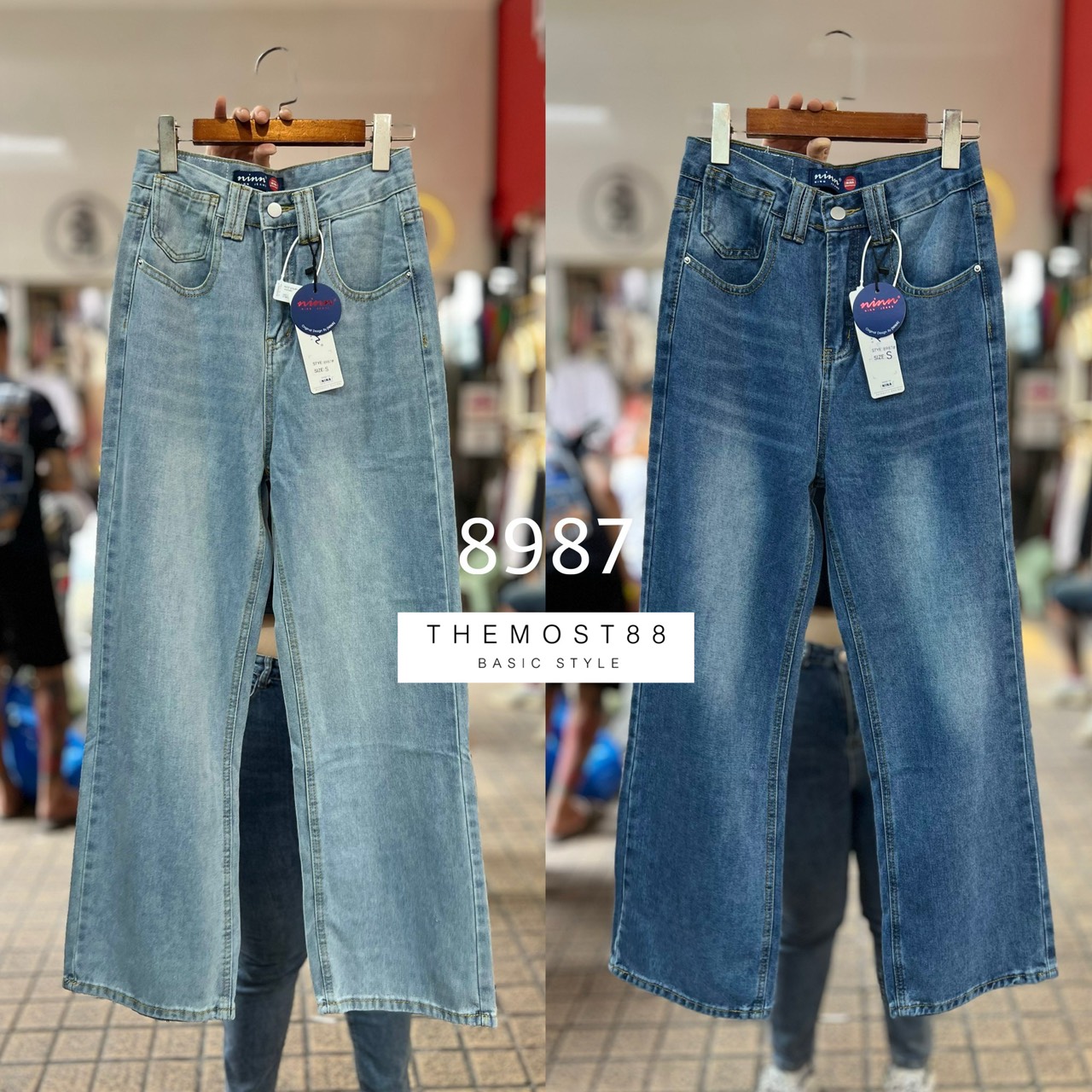 #8987 กางเกงทรงกระบอก ผ้าไม่ยืด เอวสูง งานผ้านิ่มอยู่ทรงสวย ปลายขาเย็บเก็บงานผ้าฟอกสีสวยๆ เรียบๆ ใส่ได้ทุกวันเลยจ้า