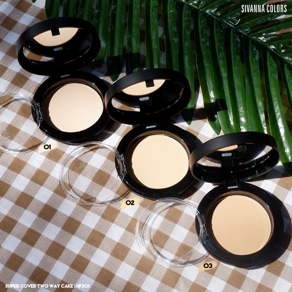 Sivanna Colors Super Cover Two Way Cake Powder HF201 ซิเวียน่า แป้งผสมรองพื้น ตลับดำ