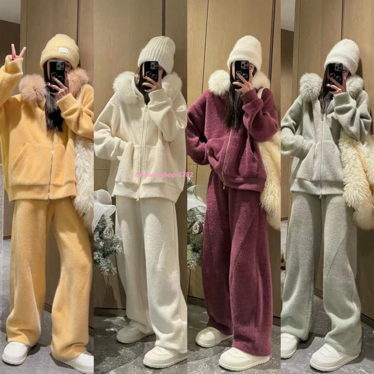 ชุดใส่ไปสนามบิน ชุดใส่ขึ้นเครื่องไปเที่ยวต่างประเทศ ชุดวอร์มกันหนาว แบบใส่หลวมๆ ทรงโอเวอร์ไซ งานพรีเมี่ยม พร้อมหมวกฮู้ดมีเฟอร์ติดฮู้ด ใส่สบายขากว้าง นุ่มนิ่มทั้งตัว มี 5 สี
