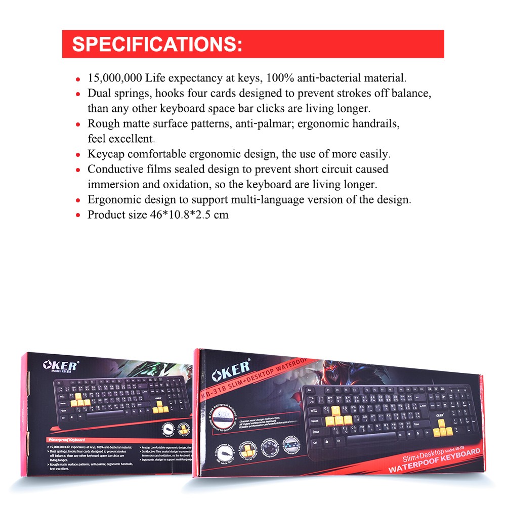 KB-318 OKER Slim KEYBOARD USB 104KEY KB-UB-OK-318XX