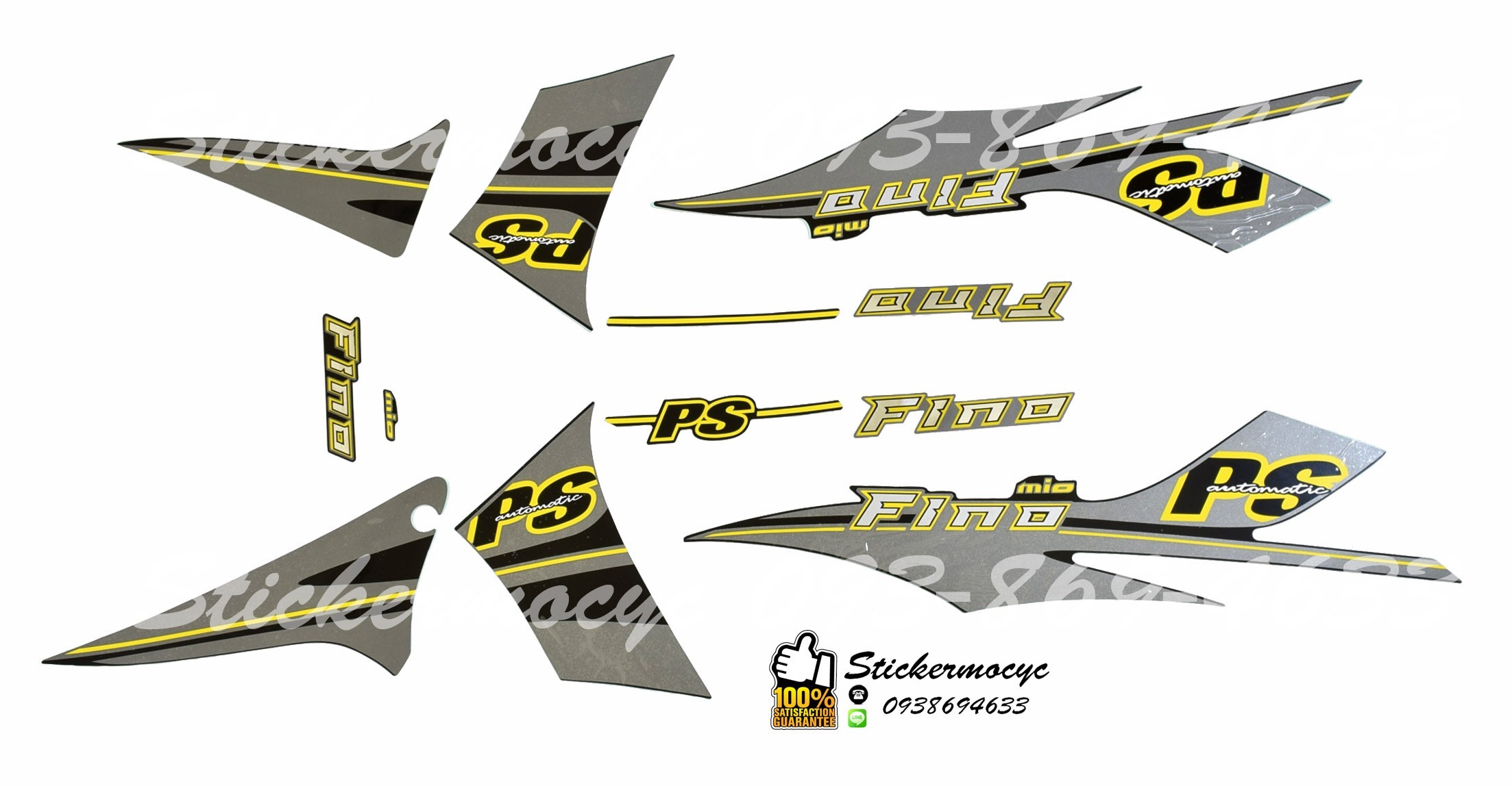 Sticker 3M Yamaha Fino Premium ปี 2013 รุ่น 23 ติดรถสี ดำ เหลือง (เคลือบเงา) สติ๊กเกอร์ 3 M แท้ สติ๊กเกอร์ติดมอไซค์ ยามาฮ่า ฟีโน่