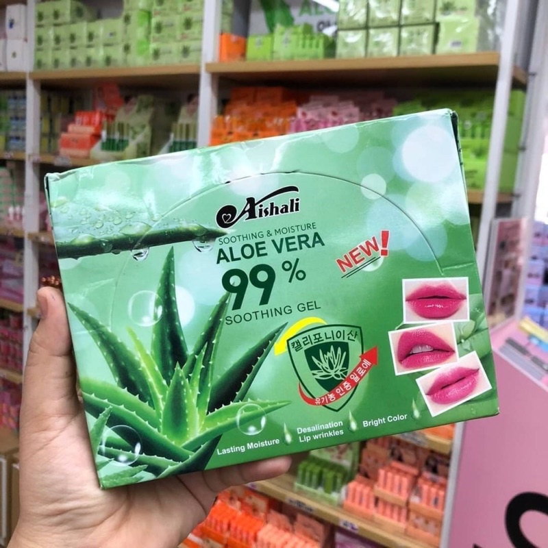 AISHALI Soothing and Moisture Aloe Vera 99% Lip Balm = No change color (lips) ลิปมัน ไม่เปลี่ยนสี
