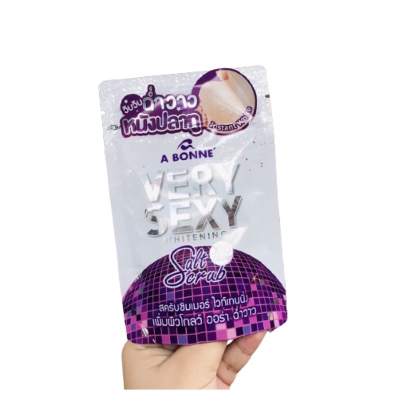 A Bonne Very Sexy Whitening Salt Scrub X10 Gluta 120 g. เอบอนเน่ เวรี่เซ็กซี่ เกลือขัดผิว กลูต้า สครับชิมเมอร์