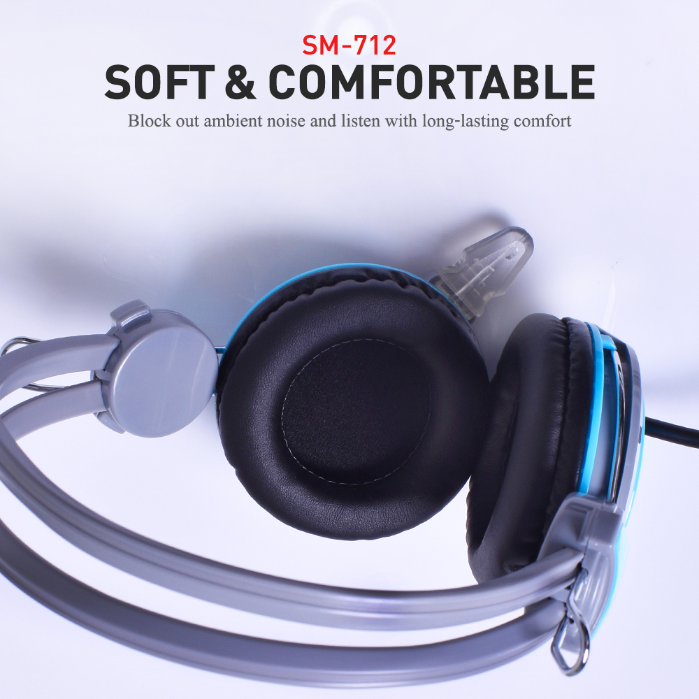 SM-712 OKER สีฟ้า หูฟัง+ไมค์ HP-HM-OK-712YE