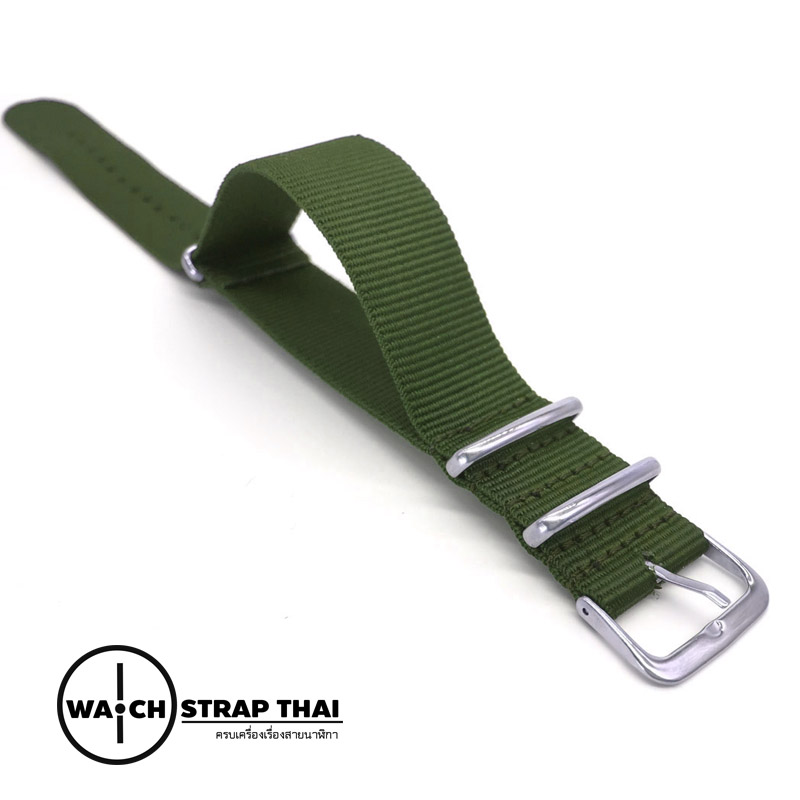 สายนาฬิกานาโต้ สายนาฬิกาผ้าไนลอนสีเขียว NATO Nylon Watch Strap Green มีขนาด 18 , 20 , 22 mm สำหรับ Rolex , Seiko , Omega