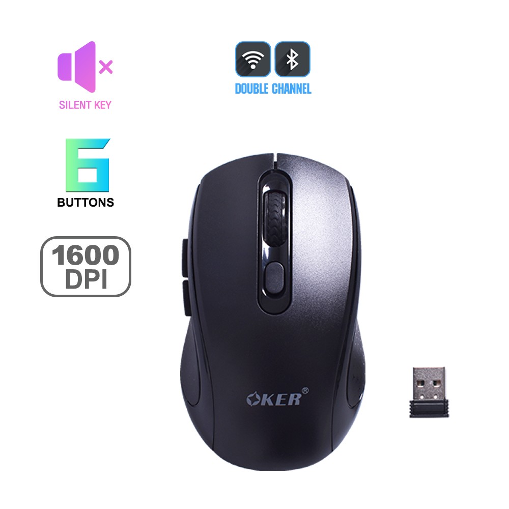 OKER M825 WIRELESS MOUSE 1600DPI เม้าท์ไร้สาย ไฟ7สี SKU-02959