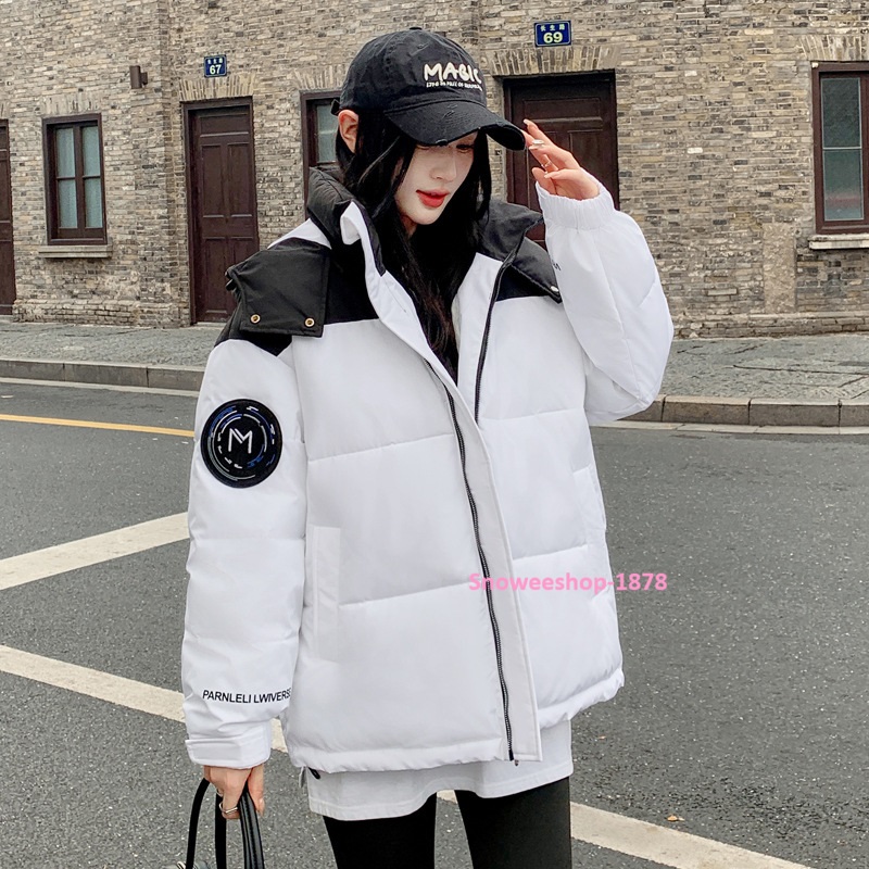 เสื้อดาวน์ผู้หญิง แนวออนนี่ทรงแจ็คเก็ตโอเวอร์ไซใส่ไปต่างประเทศ เสื้อกันหนาวผู้หญิงใส่อุณหภูมิติดลบ แบบใหม่ทูโทนสีตัดกันผ้าหนาใส่กันหนาว กันลม กันหิมะ ผ้าเคลือบสารสะท้อนหยดน้ำ มี 4 สี