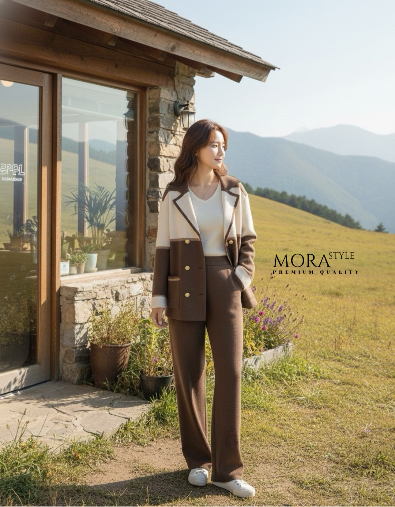 เซ็ตไหมพรม 2 ชิ้น เสื้อแขนยาวทูโทนแต่งกระดุมด้านหน้า มาพร้อมกับกางเกงขายาว ผ้าใส่สบายไม่ร้อน ใส่เที่ยวใส่ออกงานได้ เป็นอีกรุ่นที่ต้องมีติดตู้นะคะ