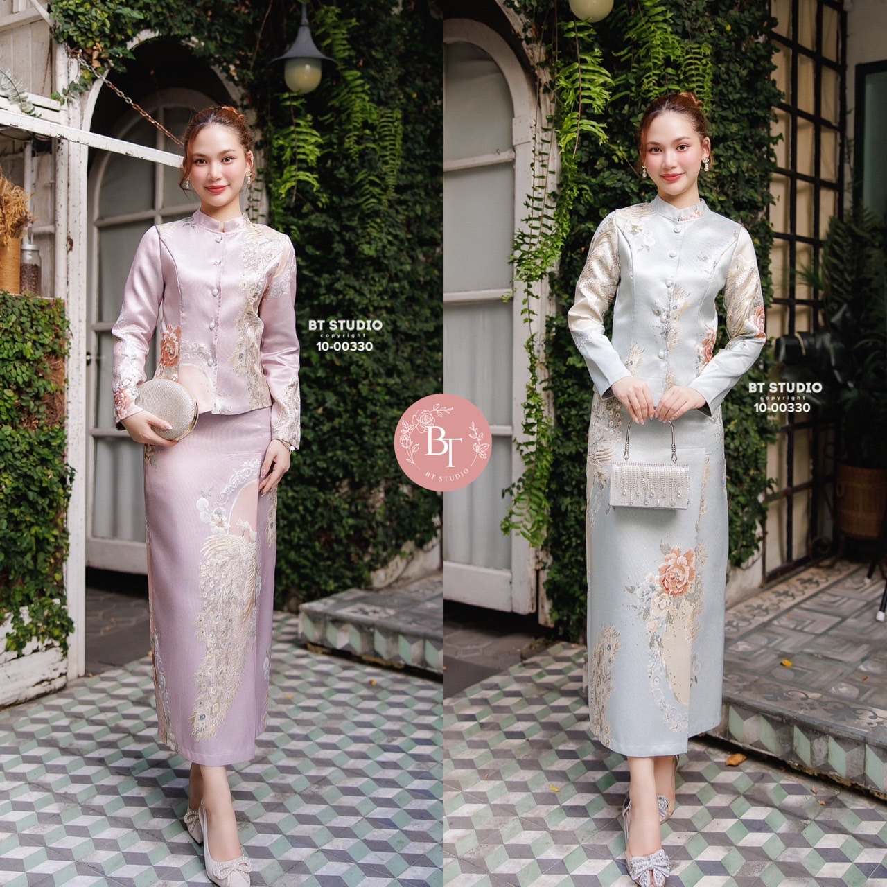 TAG : BT studio DETAIL : เซท 2 ชิ้น เสื้อคอปิดกระดุมหน้าเรียงกัน กระดุมมุกใช้งานได้จริง แขนยาว มาพร้อมกระโปรงผ้าถุงประยุกต์ งานผ้าทอปักลาย เนื้อผ้าดีคัตติ๊งสวยซับในเป๊ะ