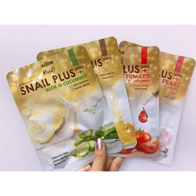 MOODS SNAIL PLUS SERIES ALOE & CUCUMBER SKIN MOISTEN FACIAL MASK 10x38มล.