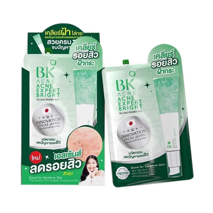แบบกล่อง แพคเกจใหม่ BK ACNE EXPERT BRIGHT 4 กรัม x 6 ซอง บีเค เอคเน่ เอ็กซ์เพิร์ท ไบรท์ ลดปัญหารอยสิว