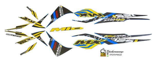 Sticker YAMAHA MIO 125 I ปี 2014 รุ่น 7 MX ติดรถสี ฟ้า ดำ(เคลือบเงา) สติ๊กเกอร์ 3M แท้ สติ๊กเกอร์ติดมอไซค์ ยามาฮ่า มีโอ